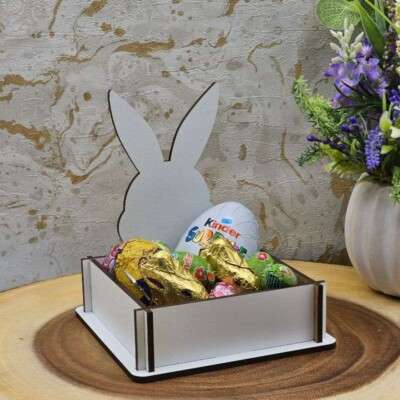 White MDF Bunny Head Mini Hamper