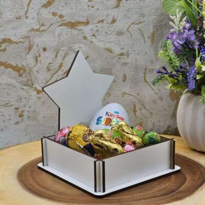 White MDF Star Mini Hamper
